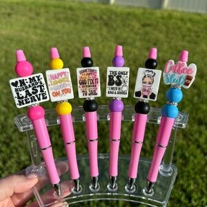 2/$14 silicone beaded pens - funny/quotes
